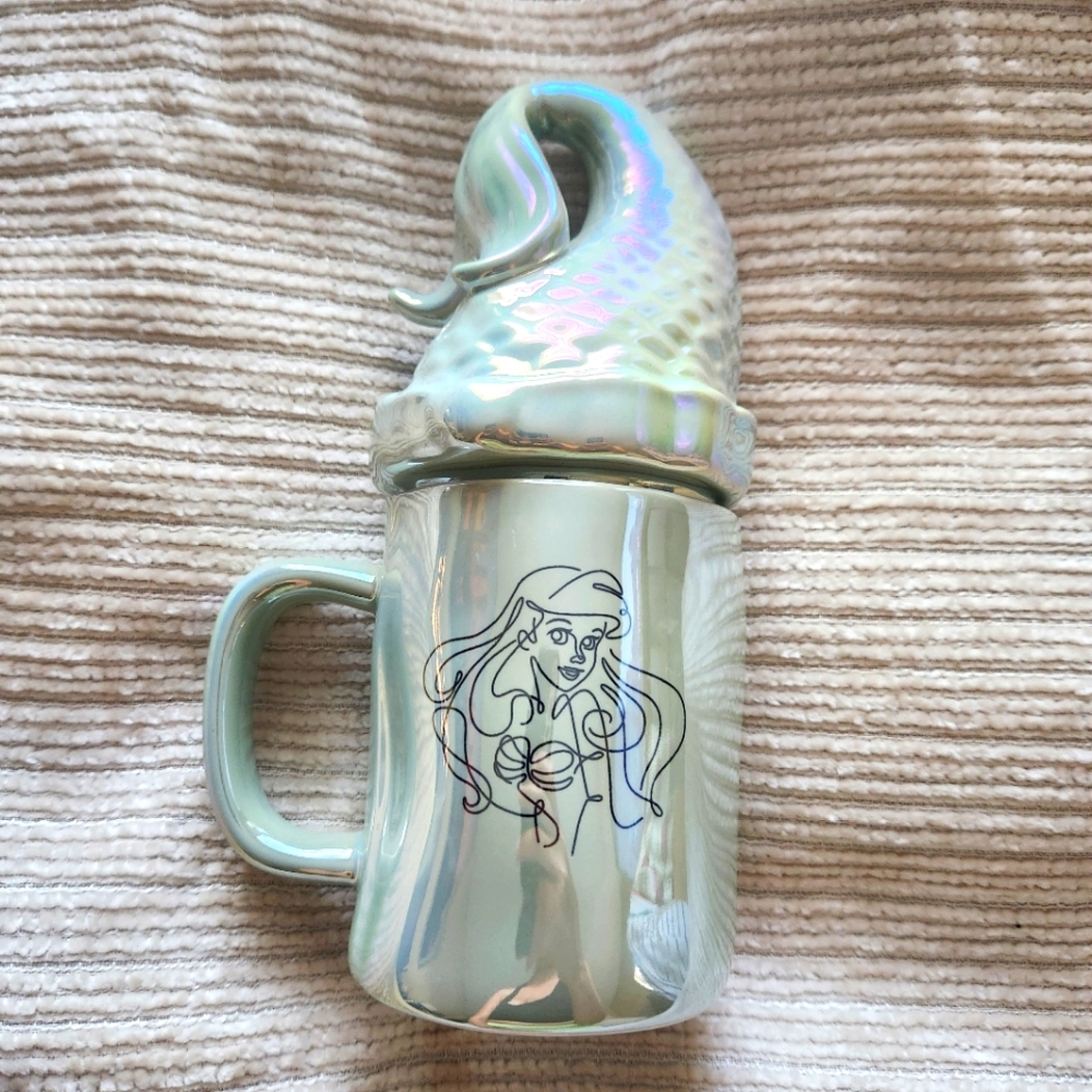 Rae Dunn Mermaid Tea/Coffee Teal Rainbow Color Mug with Tail Lid Refurbished